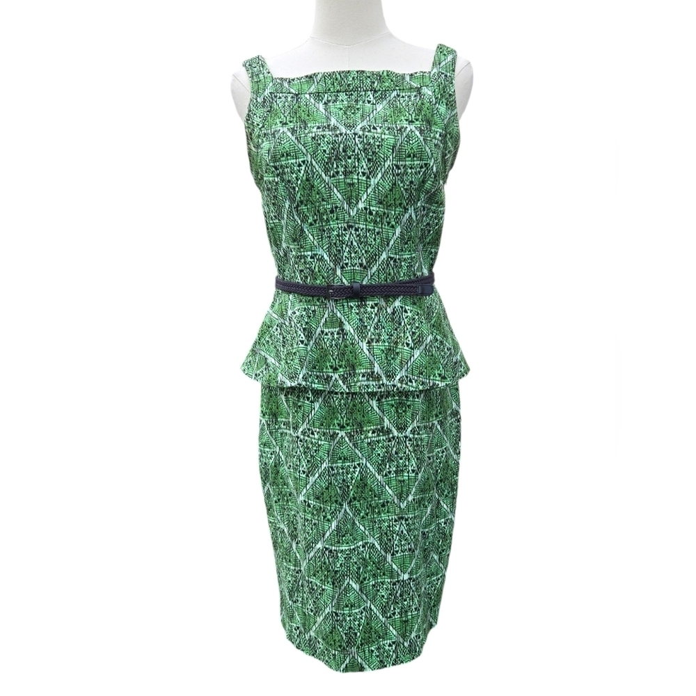Green Nine West sheath dress with peplum - Size 4